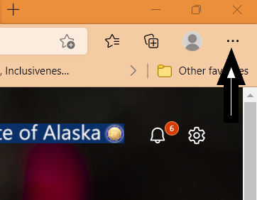 Microsoft Edge Browser Window with far right ellipsis indicated